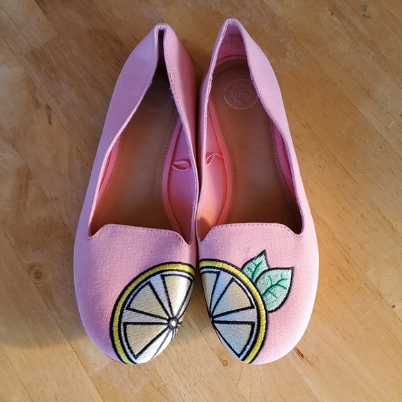 SO Anchovy Lemon Ballet Flats Pink Yellow Size 9